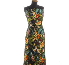 Viskozová šatová látka tisk exotic