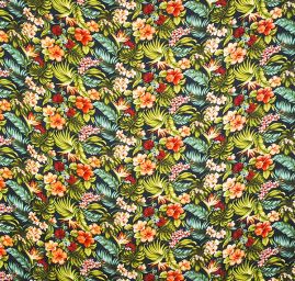 Viskozová šatová látka tisk exotic