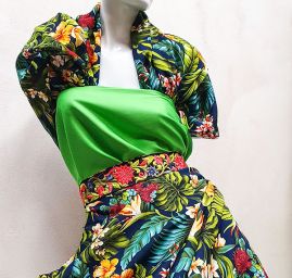 Viskozová šatová látka tisk exotic