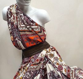 Viskozová šatová látka šátkový vzor vínový