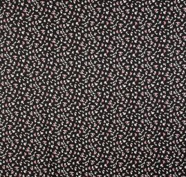 Viskozová šatová látka romantické květy černá