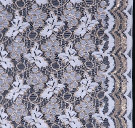 Krajka vzor hrozny bílá/zlatá barva