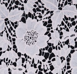 Efektní bavlněná krajka motiv květy slonová kost