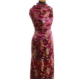 Látka brokát orientální motiv vínová