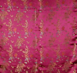 Látka brokát orientální motiv vínová