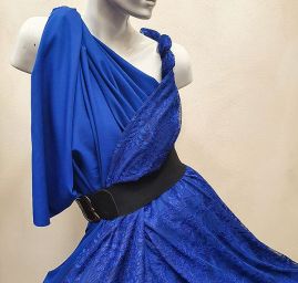 Žoržet šatový oboustranně pružný nivea modrý