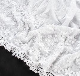 Krajka madeira bordura plastické květy/krajka bílá