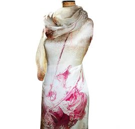 Látka originální tisk styl "Baroko" šifón hedvábí