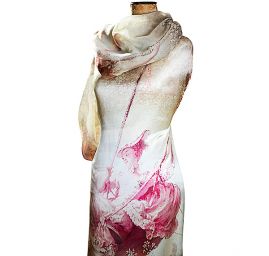 Látka originální tisk styl "Baroko" satén hedvábí