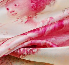 Látka originální tisk styl "Baroko" satén hedvábí