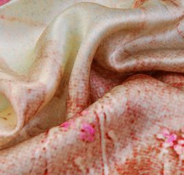 Látka originální tisk styl "Baroko" satén hedvábí