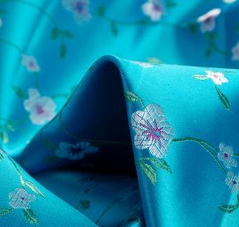 Brokát orientální vzor květů tyrkysový