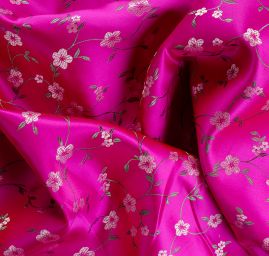 Brokát orientální vzor květů fuchsiový