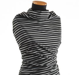 Taft žakár pruhy černé/šedé