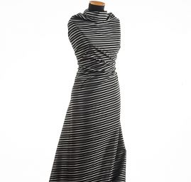 Taft žakár pruhy černé/šedé