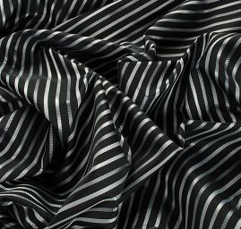 Taft žakár pruhy černé/šedé