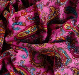 Etamín bavlna kašmírový paisley vzor růžová