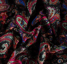 Etamín bavlna kašmírový paisley vzor černá