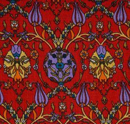 Etamín bavlna květy červený