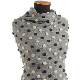 Art textil vařená vlna vzor puntíků černá/bílá