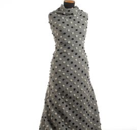 Art textil vařená vlna vzor puntíků černá/bílá