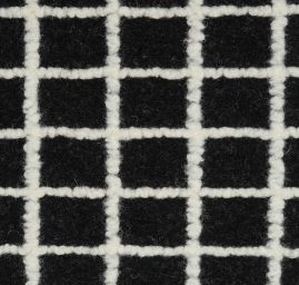 Vařená vlna Art Fabrics vzor čtverečky bílá/černá