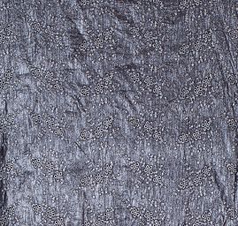 Vyšívaná látka madeira květinový motiv stříbrná/černá