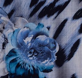 Látka vlna merino/angora modrý květ