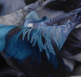 Látka vlna merino/angora modrý květ