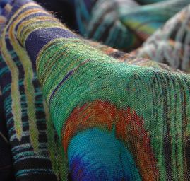 Exkluzivní látka směs vlna merino/angora paví pera