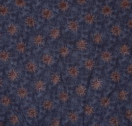 Košilová látka motiv květů modrá/hnědá