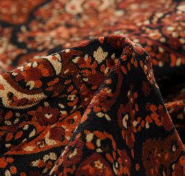 Pružný samet kašmírový motiv hnědá/černá/béžová