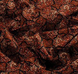 Pružný samet kašmírový motiv hnědá/černá/béžová