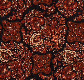 Pružný samet kašmírový motiv hnědá/černá/béžová