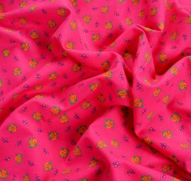 Bavlněná látka drobné květy  fuchsiová
