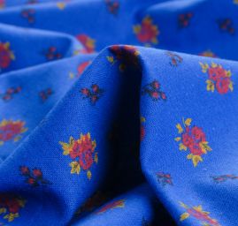 Bavlněná látka drobné květy modrá