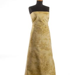 Látka s motivem toile de jouy žlutá