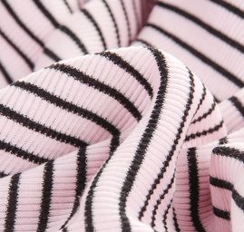 Úplet bavlna směs černé proužky růžový