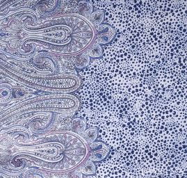 Satén digitální tisk zvířecí motiv a kašmírová bordura