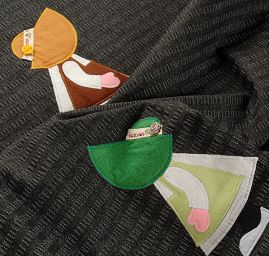 Kreativní textilní aplikace panenky hnědá/zelená