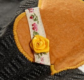 Kreativní textilní aplikace panenky hnědá/zelená