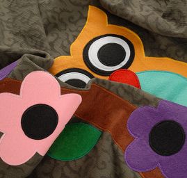 Kreativní textilní aplikace sova/strom 