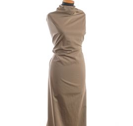 Bavlněná pružná látka khaki hnědá