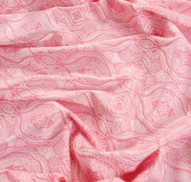 Žakárová látka vzor ornament růžová smetanová