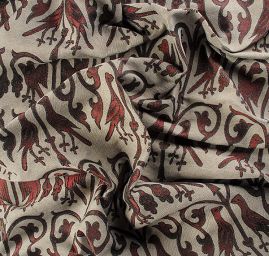 Replika historické tkaniny Arras vínová/šedobéžová