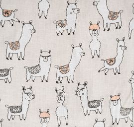 Bavlněné plátno vzor lam na béžovém podkladě