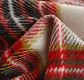Kostýmová látka vlna směs s vlasem  tartan červená