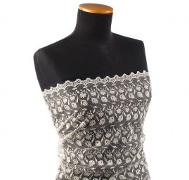 Krajka tylová drboný vzor výšivka s rexem stříbrná