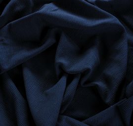 Bavlněný úplet plastický vzor proužku tm. modrý