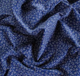 Manšestr pružný vzor drobné květy modrý